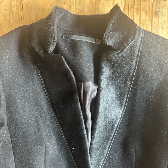 AllSaints Italian Cloth Coat with Pony Hair Trim - Size UK 6/US 2 - Picture 4 of 10